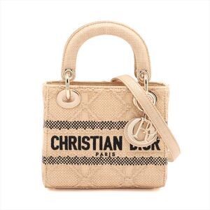Christian Dior Lady Raffia Handbag Beige